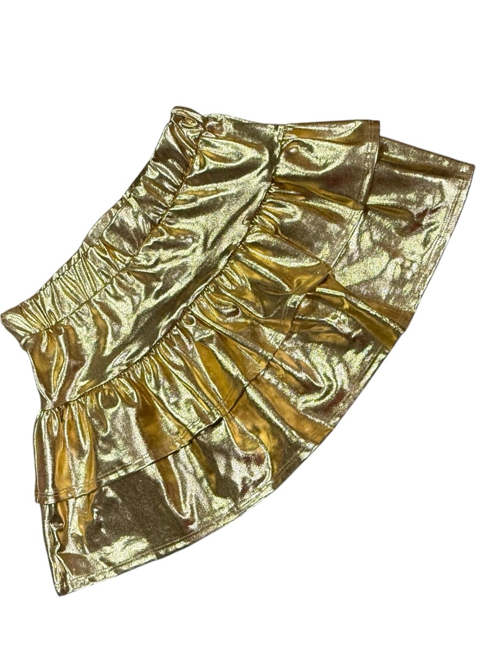 Tweenstyle by Stoopher Gold Metallic Tiered Ruffle Skirt Girls Sizes 12 & 14 NWT - Picture 3 of 8